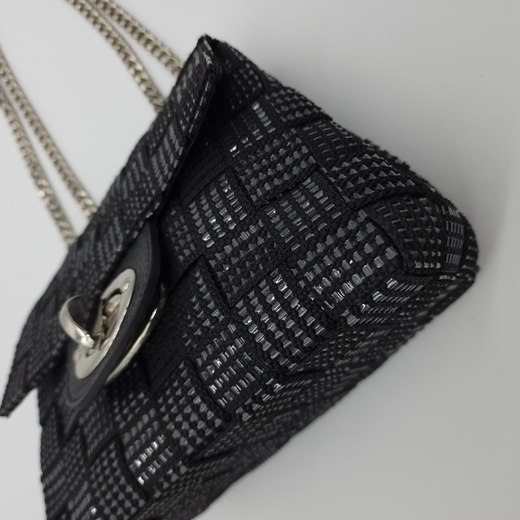 Alma Tonutti Handmade Italian Artisan Black Metallic Woven Crossbody Handbag - Picture 16 of 16